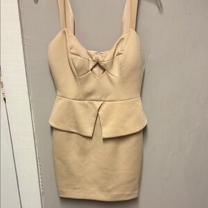 Ark & Co Cream Peplum Mini Dress with Front Bow